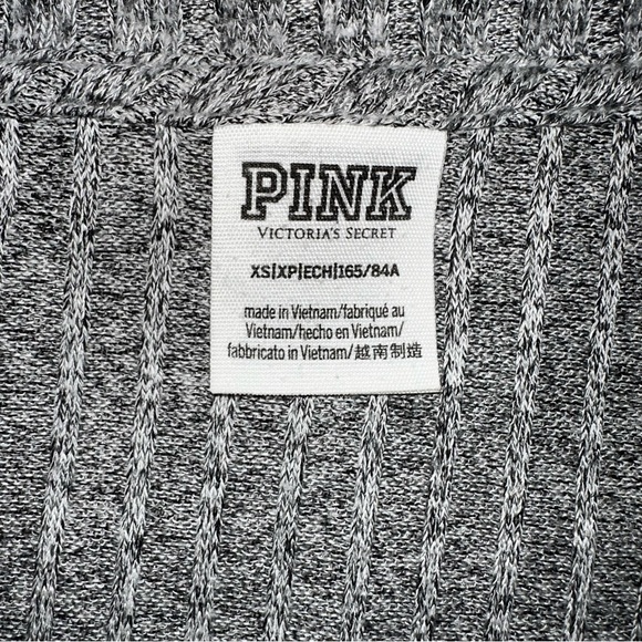 ♥️ Victoria’s Secret Pink V-Neck Cropped Sweater Jumper Heather Grey XS - Picture 5 of 6